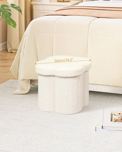 B FSOBEIIALEO Storage Ottoman Cube, Flowers Shaped Ottomans with Storage Foot Stool Footrest for Lving Room, Boucle Ottoman Seat for Dorm Room,Faux Teddy Fur,White 12.6"x12.6"x12.6"