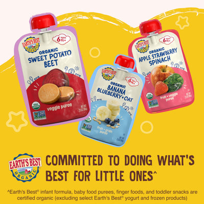 Earth's Best Organic Baby Food Pouches, 9+ Months, Beef, Vegetable, and Rice Puree for Babies 9 Months and Up, Organic Beef Medley, 4 Ounce Resealable Pouch (Pack of 12)