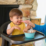 Munchkin Float Baby High Chair for Babies and Toddlers, Foldable for Easy Storage, Black with Wooden Legs