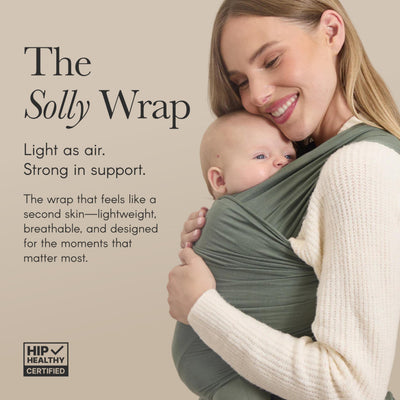 Solly Baby Wrap, Buttery-Soft Baby Carrier Newborn to Toddler 8-25 Lbs., Lightweight & Hands-Free Sling Wrap, Breathable Carrier, Baby Wearing & Postpartum Essential, Mother's Day Essential, Basil