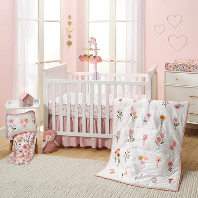 Lambs & Ivy Little Garden Felt Flowers Musical Baby Crib Mobile Soother Toy