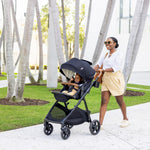 Joie Ginger 4-in-1 Convertible Pramette and Stroller with A Deep Recline, Height Adjustable seat, All-Terrain Wheels, Extra Storage – for Newborns and Toddlers (Shale Dark)