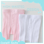 Coziwill Baby Girl Tights - Soft Cotton Cable Knit Leggings 1-2T Toddler 3 Pack (Black+Pink+White, M)