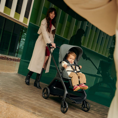 Bugaboo Dragonfly City Stroller, Lightweight Compact Baby Stroller with One Hand Easy Fold in Any Position, Full Suspension, XL Underseat Basket, Black Chassis and Forest Green Sun Canopy
