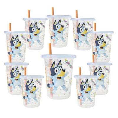 Set of tumblers with a cartoon character on a white background