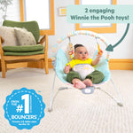 Bright Starts Disney Baby Winnie The Pooh Hunny Hues Bouncer with Soothing Vibrations, Unisex, Newborn+