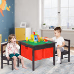 Costzon Kids Table and Chairs, 2 in 1 Wooden Activity Desk w/Building Block Double-Sided Tabletop & 2 Large Storage Drawers, Toddler Table and Chair Set for Preschool, Nursery, Kindergarten(Espresso)