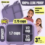 BEARFOOT Kids Lunch Box with Compartments – Compact & Lightweight | Leak-Proof, BPA-Free, Dishwasher Safe | Hand-Drawn Design for Preschool, School, Travel (BubbleTea Purple, 2.75 Cups)