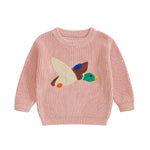 Baby Boy Girl Cute Long Sleeve Duck Embroidery Chunky Knitted Sweater Top Toddler Fall Winter Outfit (Pink Duck, 3-6 Months)
