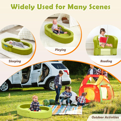 Toddler Travel Bed-Portable Toddler Bed, Foldable 2-in-1 Travel Toddler Bed Kids Sofa, Soft Foam Toddler Cot with Washable Cover, Convertible Sofa Bed for Toddler and Kids for Indoor&Outdoor Use