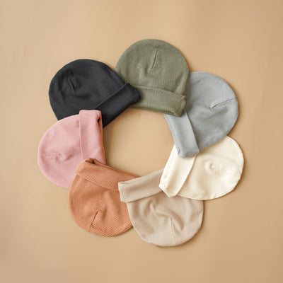 Konssy 4 Pack Baby Beanie Hats for Unisex, Toddler Beanies Baby Girl Boy Hat Warm Cap for Baby, Infant, Toddler Beige
