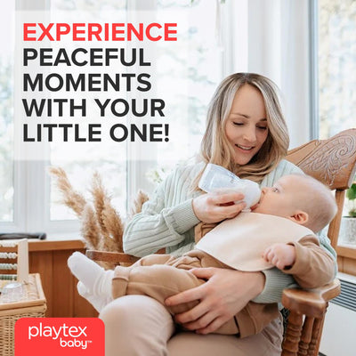 Playtex Baby Anti-Colic, Reduce Gas, Air Free Nurser Bottle with Pre-Sterilized Disposable Drop-Ins Liners, Closer to Breastfeeding, 4 Oz Bottles, 3 Count