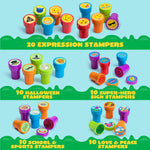 JOYIN 100PCS Assorted Stamps for Kids Self-Ink for Party Favor, Teacher Stamps, Kids Treasure Box, Prize for Classroom, Birthday School Stuffers (50 Designs, Dinosaur, Halloween Stampers)