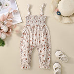 Sasaerucure Summer One Piece Outfits Infant Baby Girl Romper Jumpsuit Sleeveless Ruffle Halter Floral Bodysuit Clothes (Khaki, 12-18 Months)