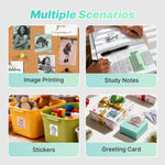 TYPONOS Sticker Printer, PM290 Mini Printer, Bluetooth Sticker Maker Machine with 3 Rolls Paper, Smart AI APP, Portable Print Pod for Study Note, Picture, List, DIY Gifts for School Office Home, Green
