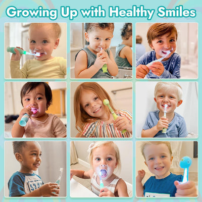 Papablic Toddler Sonic Electric Toothbrush Kids for Ages 1-3 Years, Baby Electric Toothbrush with Cute Dino Cover and Smart LED Timer, 2 Brush Heads (Debby)