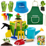 Kids Gardening Tools Set Includes Toddler Gardening Gloves, Sturdy Tote Bag, Watering Can, Shovel, Rake, Trowel, Children Apron, Garden Notebook - Easter Gifts for Toddler