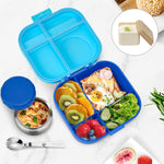 Aimsnk Bento Lunch Box for Kids with 12oz Soup Thermo,4 Compartments Lunch Box Containers Kids, Includes Foldable Spoon &Sauce Jar, BPA Free&Leak proof,Insulated Food Jar for Travel,School,Picnic