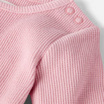 little planet by carter's Girl 2-pack Long Sleeve Bodysuits made with Organic Cotton, Striped, Rosewood Pink, 6M