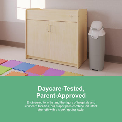 Foundations Tall Diaper Pail with Airtight Lid - Durable & Odorless Diaper Disposal, Large Capacity, Holds up to 60 Newborn Diapers, Refill with Any Bags, Baby Registry Gift - Gray (9612057)