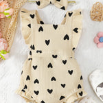 Fullfamous Newborn Baby Girl Clothes Outfits Romper Spring Summer Clothing Onesie Bodysuit Jumpsuit ropa de bebe niña Ecru with Heart Newborn