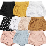 EISHOW 5 Pack Baby Shorts for Boy Girl Cotton Linen Blend Bloomer Cute Striped Dot Bloomers Loose Harem Triangle Pants