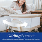 Chicco LullaGlide Plus Electronic 3-in-1 Baby Bassinet, Gliding and Portable Bassinet, Waterproof Mattress and Fitted Sheet, Includes Carry Bag for Travel, Serene/Beige