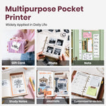 ETIKEZ Sticker Printer, PM290C Portable Mini Printer, Inkless Bluetooth Sticker Maker with 3 Rolls Paper, Impresora Portátil for Notes, DIY, Gift, Smart AI APP, Print Pod for Office/Home, Pink