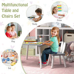 Costzon Kids Table and Chair Set, 3 Pieces Wooden Activity Table & 2 Rabbit Shaped Chairs with Solid Wood Legs, Space-Saving Design, Toddler Table and Chairs for Children Playroom Kindergarten (Gray)