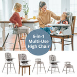Chicco Stack Hi-Lo 6-in-1 Multi-Use Convertible High Chair, Reclines for Babies and Toddlers, Easy-Clean Baby High Chair Booster Toddler Seat Combo | Tide/Blue/Green