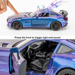 Guarsiliymi 1:32 Die-cast Toy Cars with Light and Sound, Alloy Pull Back Model Car for Kids Adults Birthday Gift (Purple)