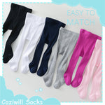 Coziwill Baby Girl Tights - Soft Cotton Cable Knit Leggings 1-2T Toddler 3 Pack (Black+Pink+White, M)