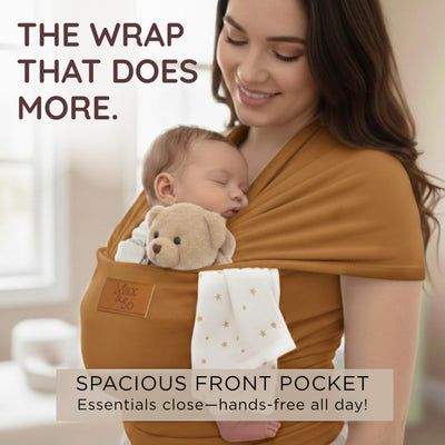 Baby Wrap Carrier - Premium Cotton Baby Carrier Wrap for Newborn to Toddler- Infant Carrier- Baby Holder One Size Fits All with Front Pocket by Max&so