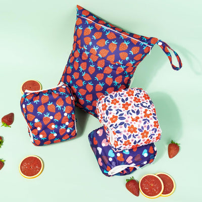 ALVABABY 3pcs Large Baby Swim Diapers with 1pcs Wet Bag Reuseable Washable & Adjustable for Swimming Lesson & Baby Boy and Girl 3ZYKL02