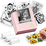 ETIKEZ Sticker Printer, PM290C Portable Mini Printer, Inkless Bluetooth Sticker Maker with 3 Rolls Paper, Impresora Portátil for Notes, DIY, Gift, Smart AI APP, Print Pod for Office/Home, Pink