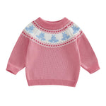 Motlapol Toddler Baby Boy Girl Christmas Outfit Tree Print Oversized Long Sleeve Crewneck Knit Sweater Winter Holiday Clothes (Easter Bunny Pink, 12-18 Months)