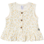 Modern Moments by Gerber Baby Girls' Sleeveless Peplum Tops and Shorts Set, Ivory Lemon Vines/Light Yellow, 3-6 Months