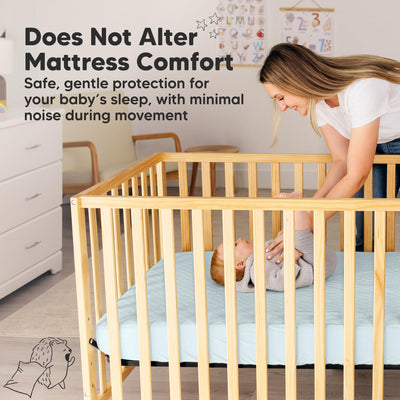 2-Pack Waterproof Crib Mattress Protector Cover Fitted - Quiet Baby Crib Mattress Pad Sheets, 52" x 28" Soft Quilted Cotton Baby Sheet, Machine Washable, Easy Fit, Durable (Frost/Mavy)