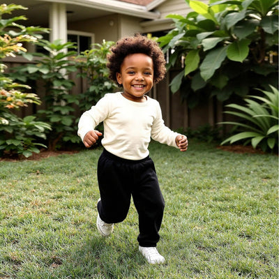GLASH Kids Toddler Sweatpants, 4-Pack 3T Boys Fleece Joggers Black/Grey/Triangle/Navy