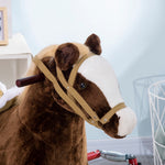 Qaba Kids Spring Rocking Horse, Ride on Horse for Girls and Boys with Sounds, Plush Animal Ride-on Toy with Soft Feel, Interactive Toy for Kids, Dark Brown