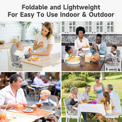 YOLEO Baby High Chair Booster Seat for Dining Table Height Adjustable Toddlers Chair Portable Foldable Highchair with Cushion & Tray Removable(Green)