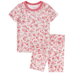 pureborn Baby Viscose From Bamboo Pajamas Set Pjs - Little Girl Short Sleeve Snug Fit Soft Sleepwear 2pcs Pink Floral 12-18 Months