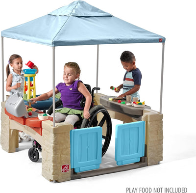 Step2 All Around Playtime Patio with Canopy Playset – Shaded Outdoor Playhouse for Kids with Realistic, Interactive Features, Room for Multiple Toddlers to Play – Dimensions: 60" H x 47.5" W x 47.5" D