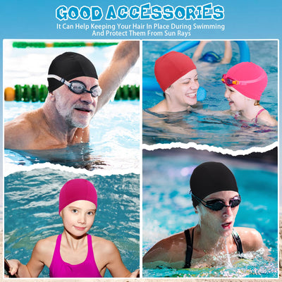 Bonuci 24 Pieces Cloth Elastic Swim Cap Bulk Comfortable Fabric Swimming Hat Elasticity Swimming Pool Cap Lightweight Bathing Caps for Women Men Kids Unisex, Not Waterproof(Multicolor)