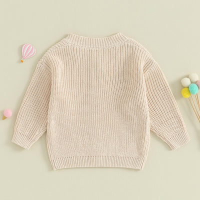 Kupretty Toddler Baby Girl Boy Cardigan Sweater Fall Winter Clothes Infant Chunky Knitted Button Down Knit Jacket Knitwear (Beige, 6-12 Months)
