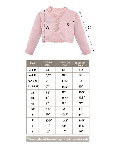 Lilax Baby Girls' Knit Long Sleeve Button Closure Bolero Cardigan Shrug (3-6 Months, Dusty Pink)