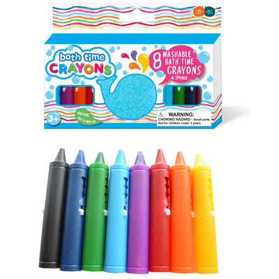 Buddy & Barney: Bath Time Crayons - 8 Washable Crayons & Cute Whale Cleaning Sponge, Safe, Non-Toxic, Creative Tub & Water Toy, Toddlers & Kids Age 3+
