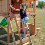 Backyard Discovery Montpelier Cedar Wood Swing Set with Wave Slide,Clubhouse, Monkey Bars, Picnic Area, Snack Bar, Belt Swings, Trapeze, Balcony, Playhouse, Working Door, Ladder, Outdoor Playset