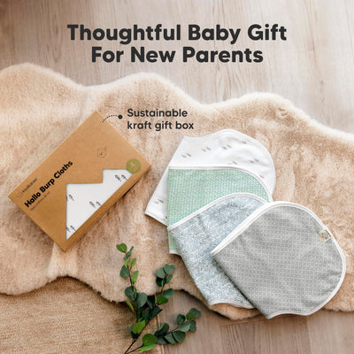 KeaBabies 4-Pack Baby Burp Cloths Baby Girl, Boy - Organic Cotton Burp Cloth, Extra Large, Absorbent, Soft Burping Cloths & Bibs Set for Babies, Newborn Burp Clothes, Thick Burp Rags (Nordic)