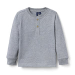 Textured Jacquard Henley Tee, Gray, 5